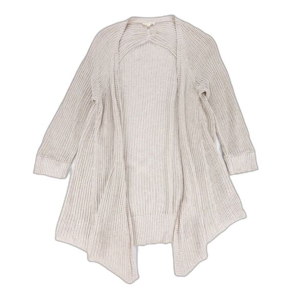 EILEEN FISHER 100% Organic Cotton Long Draped Open Front Cardigan Sweater Small - Picture 1 of 7